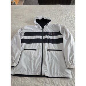 Great Lakes Unsalted Full Zip Hooded Jacket White Navy Stripe Unisex Size Large
